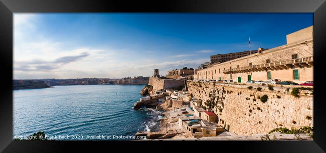 Harbor of Valetta with Bell Tower Memorial, Malta Framed Print by Frank Bach