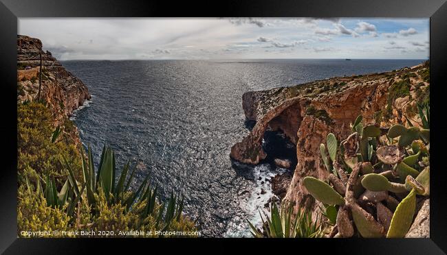 Ouside the Blue Grotto, Malta Framed Print by Frank Bach