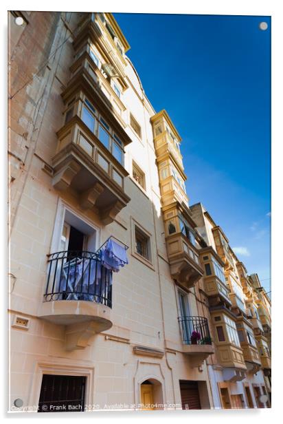 Typical Maltese building with balconies Acrylic by Frank Bach
