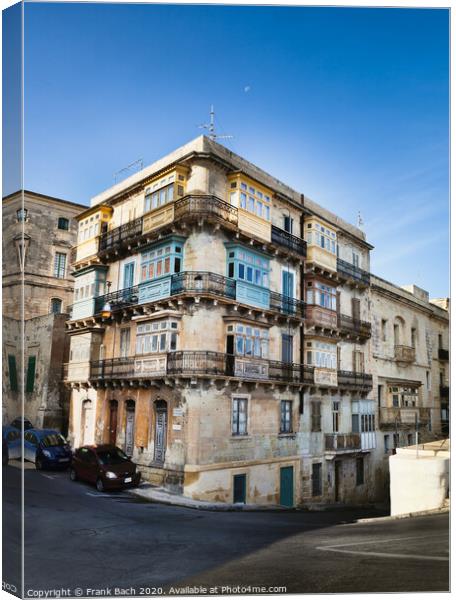 Typical Maltese building with balconies Canvas Print by Frank Bach