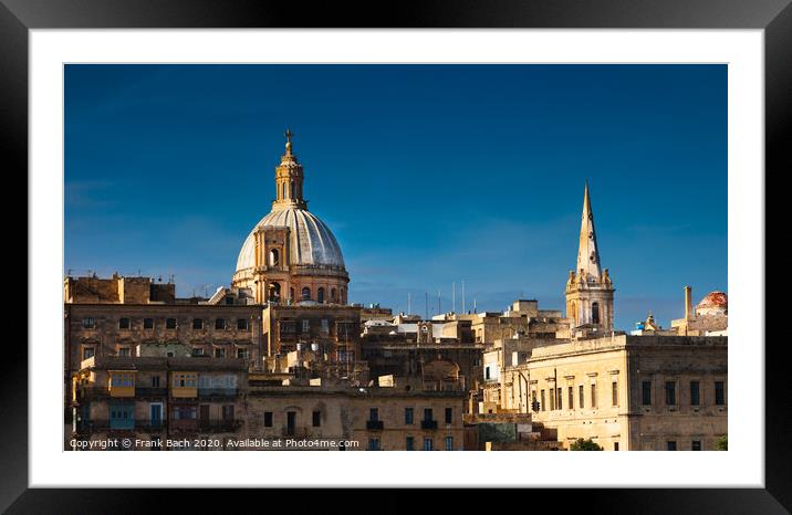 Panorama of Valletta, Malta Framed Mounted Print by Frank Bach