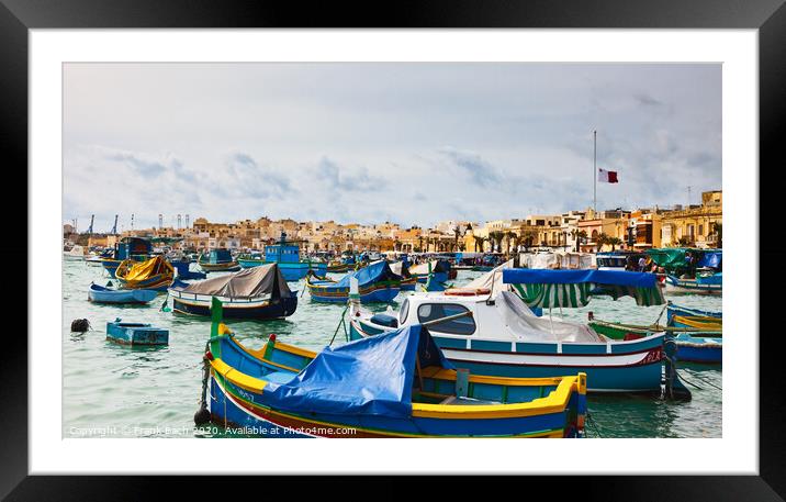 Harbour of Marsaxlokk, Malta Framed Mounted Print by Frank Bach