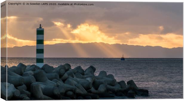 Sunrise in Funchal, Madeira Canvas Print by Jo Sowden