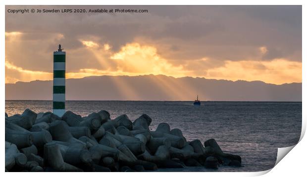 Sunrise in Funchal, Madeira Print by Jo Sowden