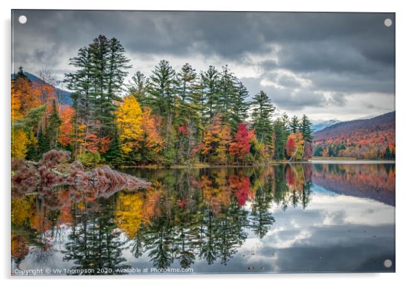 Reflecting on Autumn Acrylic by Viv Thompson