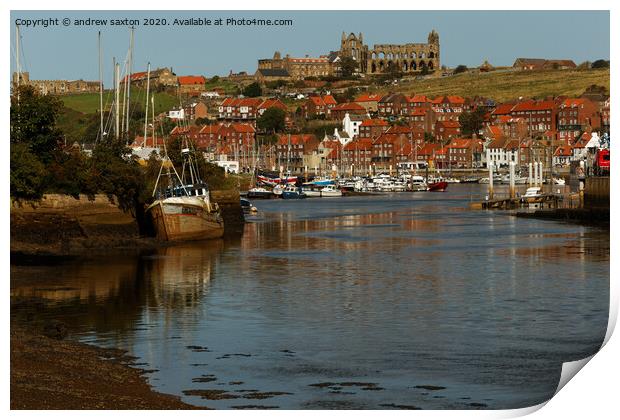 Whitby harbour Print by andrew saxton