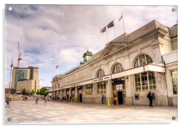 Cardiff Central Station Acrylic by Rob Hawkins