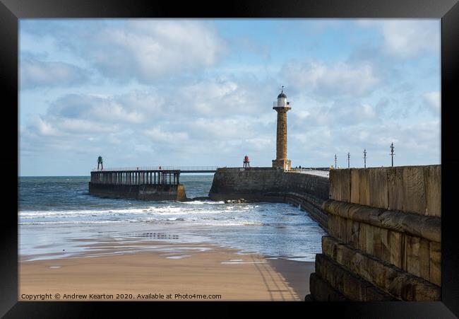 Whitby, West Pier, North Yorkshire Framed Print by Andrew Kearton