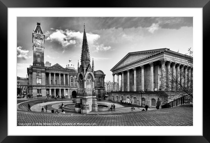 Birmingham Art Gallery & Town Hall 2011- B&W Framed Mounted Print by Philip Brown