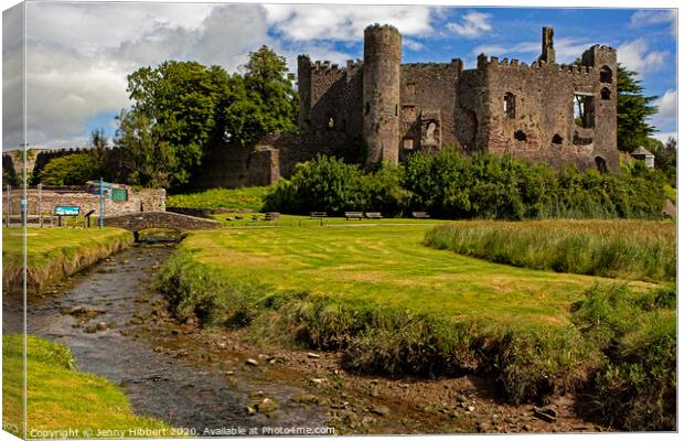 Laugharne Castle in Carmarthenshire Canvas Print by Jenny Hibbert