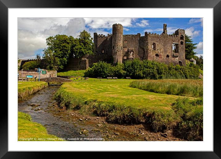 Laugharne Castle in Carmarthenshire Framed Mounted Print by Jenny Hibbert