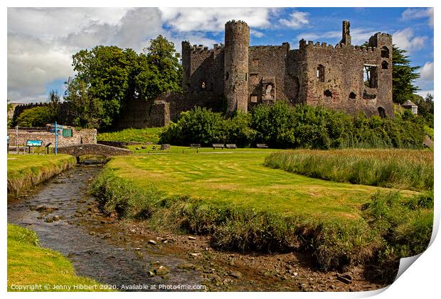 Laugharne Castle in Carmarthenshire Print by Jenny Hibbert