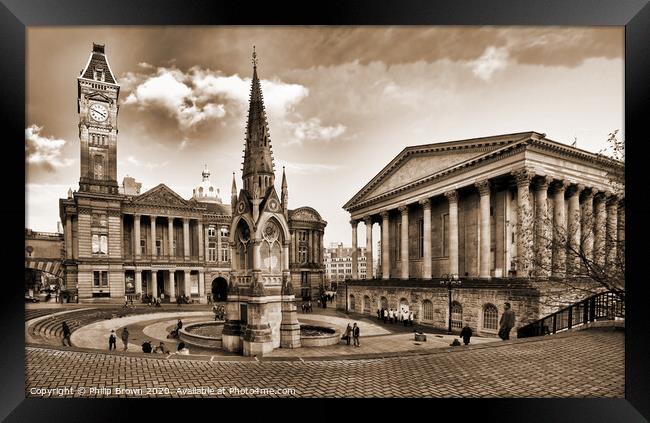 Birmingham Art Gallery & Town Hall 2011- Sepia Framed Print by Philip Brown