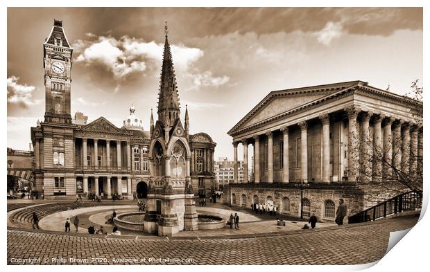 Birmingham Art Gallery & Town Hall 2011- Sepia Print by Philip Brown