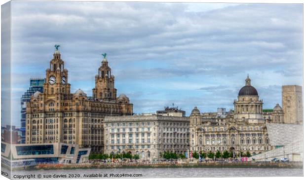 The Three Graces Liverpool Canvas Print by sue davies