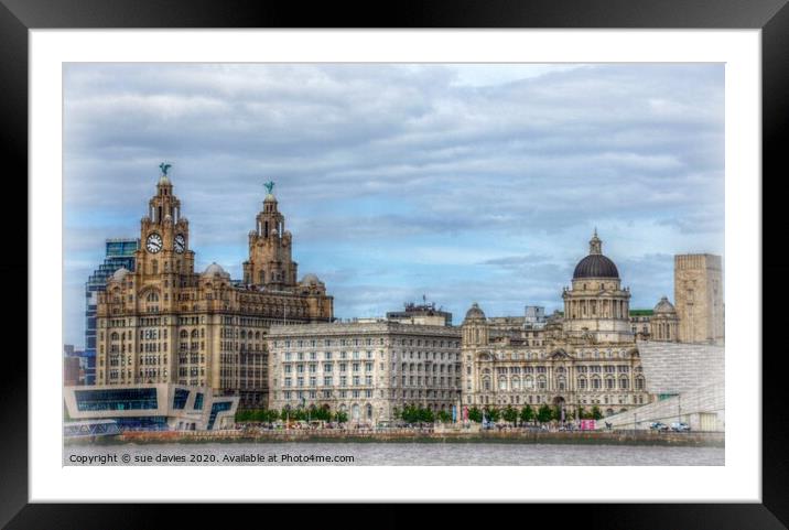 The Three Graces Liverpool Framed Mounted Print by sue davies