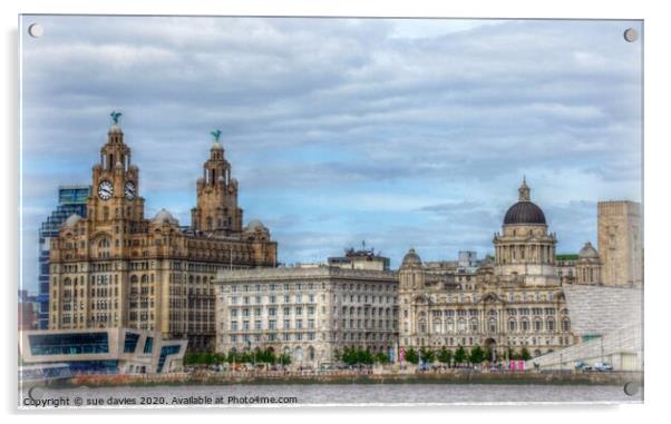The Three Graces Liverpool Acrylic by sue davies