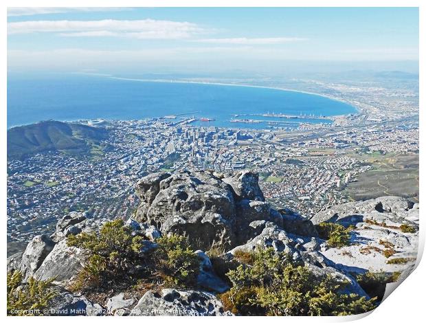 Cape Town from Table Mountain Print by David Mather