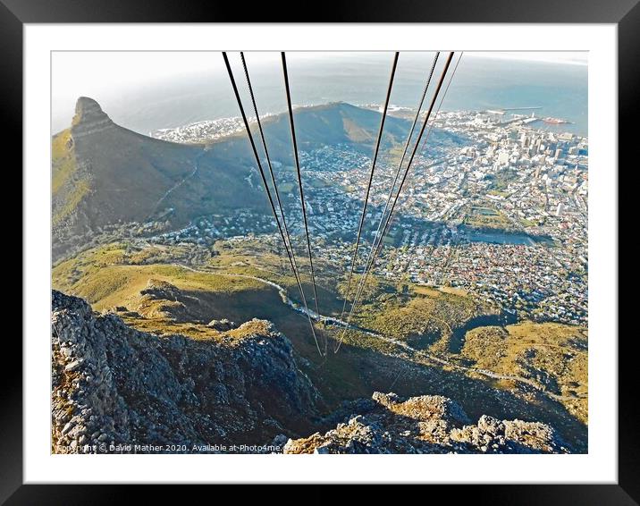 Down the cable car from Table Mountain Framed Mounted Print by David Mather