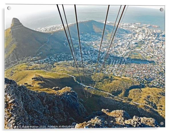Down the cable car from Table Mountain Acrylic by David Mather