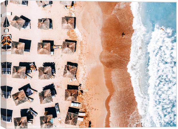 People On Beach, Aerial Ocean Beach View, Aerial Sea Coastal, Ocean Art Print, Framed Art Print Canvas Print by Radu Bercan