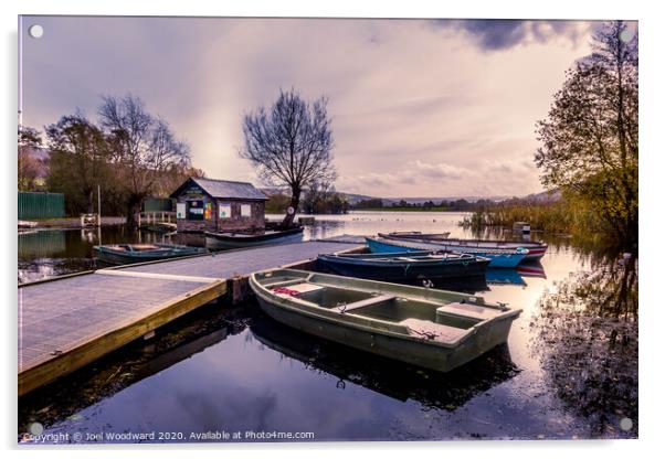 Llandgorse Lake Boats Acrylic by Joel Woodward