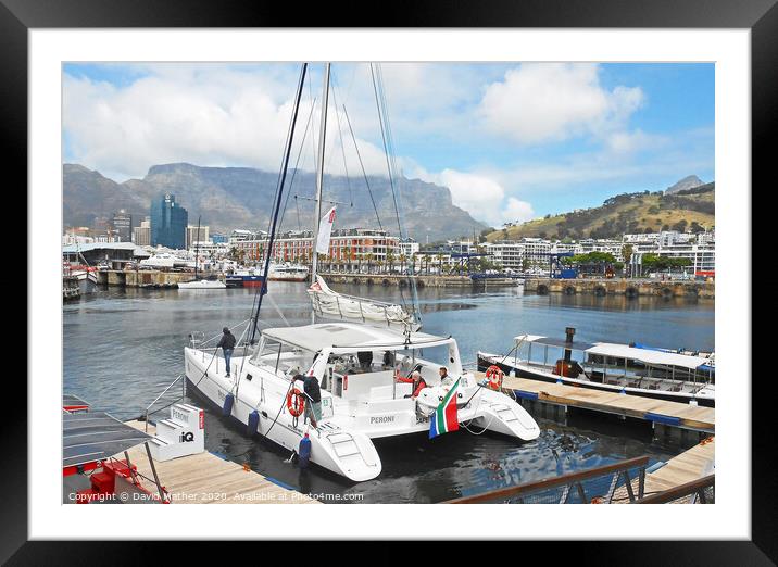 Cape Town Marina and Table Mountain Framed Mounted Print by David Mather