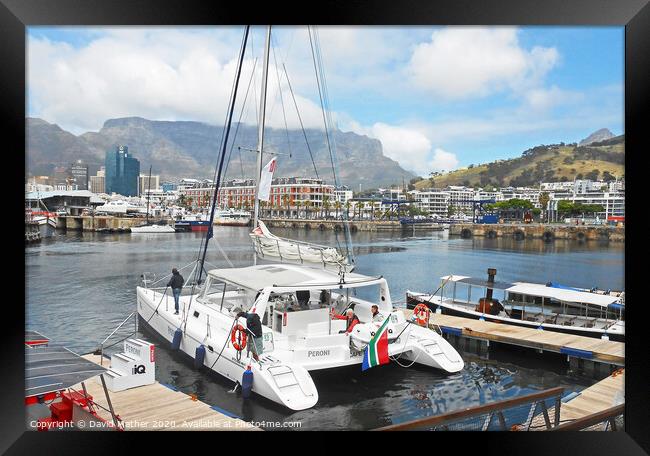 Cape Town Marina and Table Mountain Framed Print by David Mather