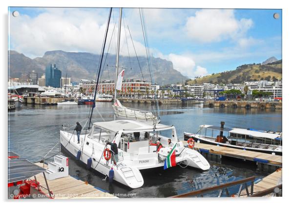 Cape Town Marina and Table Mountain Acrylic by David Mather