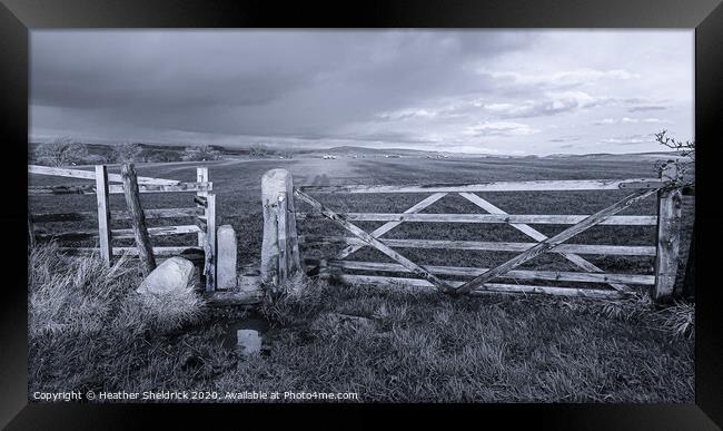 Stile and footpath looking towards Yorkshire Dales Framed Print by Heather Sheldrick