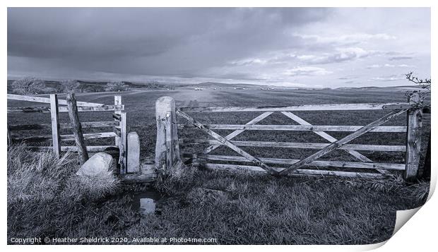Stile and footpath looking towards Yorkshire Dales Print by Heather Sheldrick