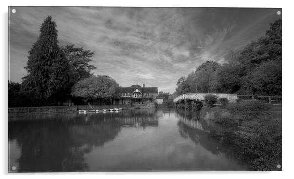 Odney Stream, Cookham Acrylic by Mick Vogel
