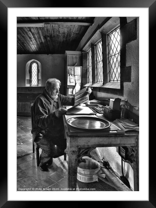 The Reader, B&W Portrait Framed Mounted Print by Philip Brown