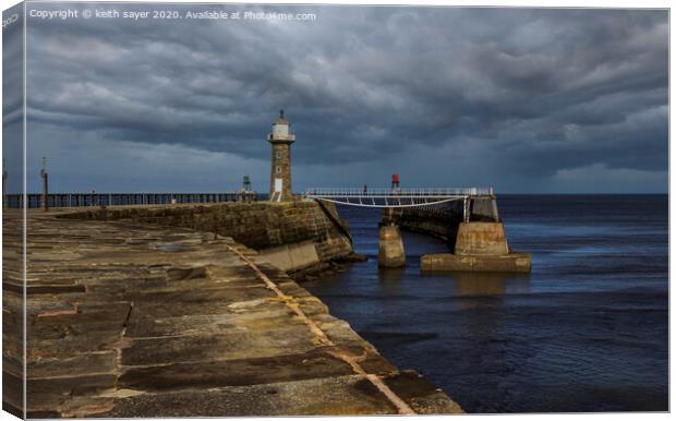 Whitby east pier Canvas Print by keith sayer