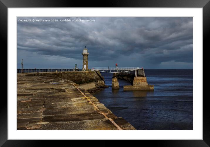Whitby east pier Framed Mounted Print by keith sayer