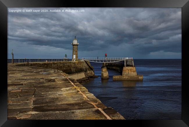 Whitby east pier Framed Print by keith sayer