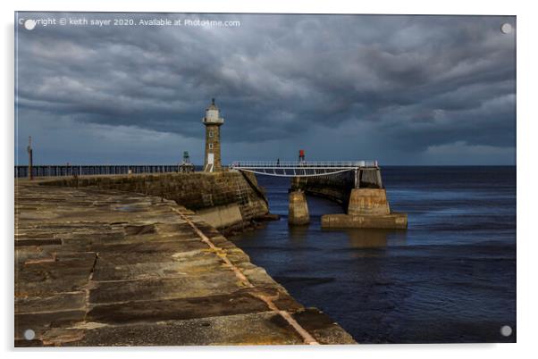 Whitby east pier Acrylic by keith sayer