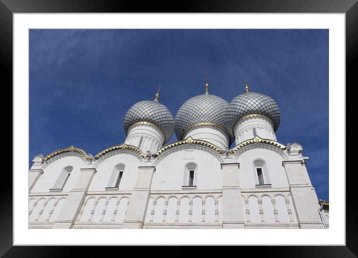 White Church with grey domes Framed Mounted Print by Karina Osipova