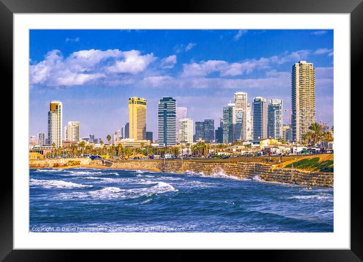 Coastal Aerial Tel Aviv Cityscape, Israel Framed Mounted Print by Daniel Ferreira-Leite