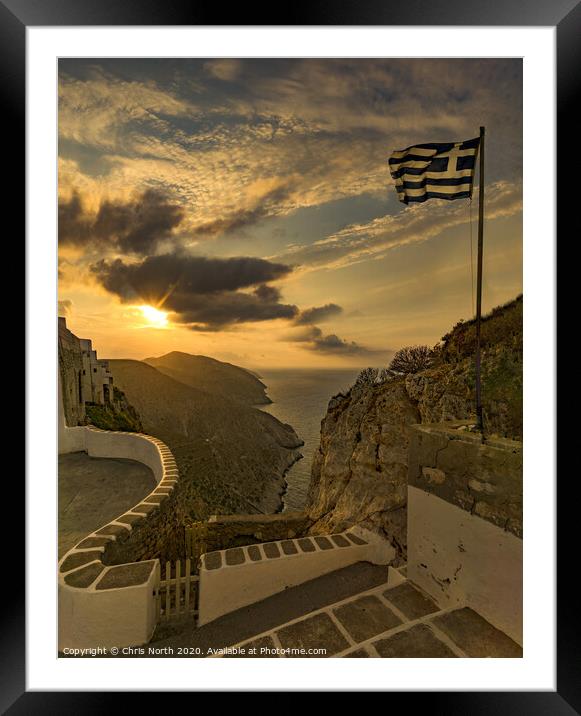 Folegandros Sunnset Framed Mounted Print by Chris North