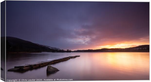 A sunrise over Loch Ard Canvas Print by Chris Lauder