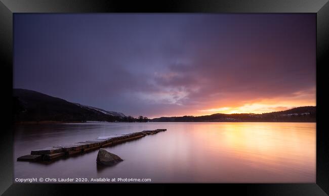 A sunrise over Loch Ard Framed Print by Chris Lauder