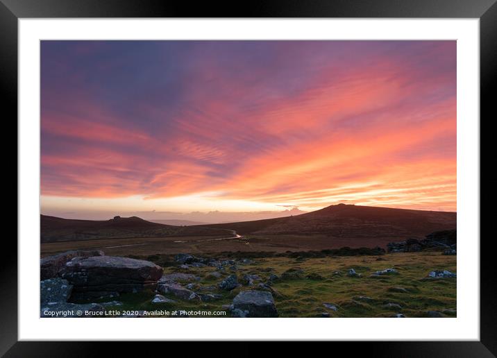 Dramatic sunrise over Dartmoor Framed Mounted Print by Bruce Little