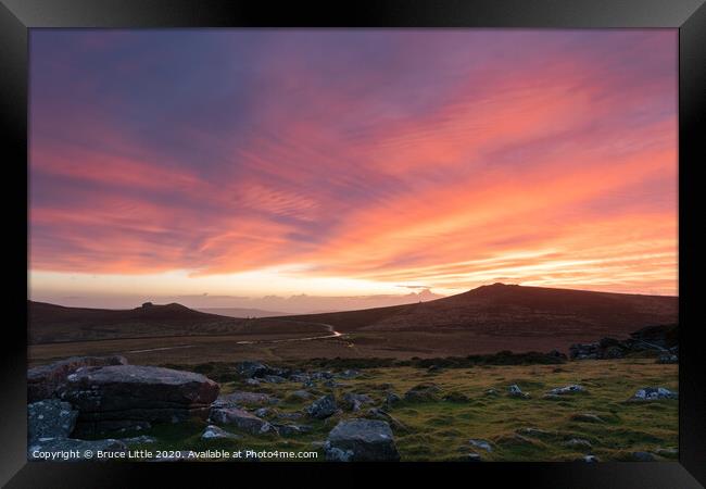 Dramatic sunrise over Dartmoor Framed Print by Bruce Little