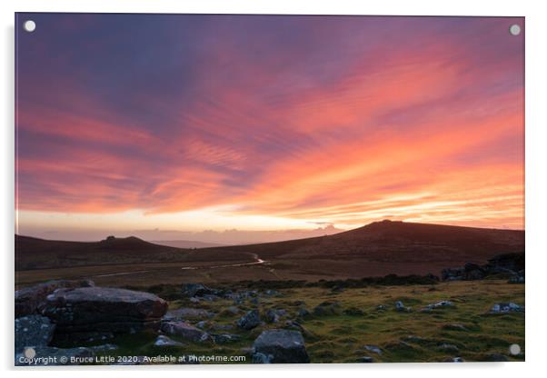 Dramatic sunrise over Dartmoor Acrylic by Bruce Little