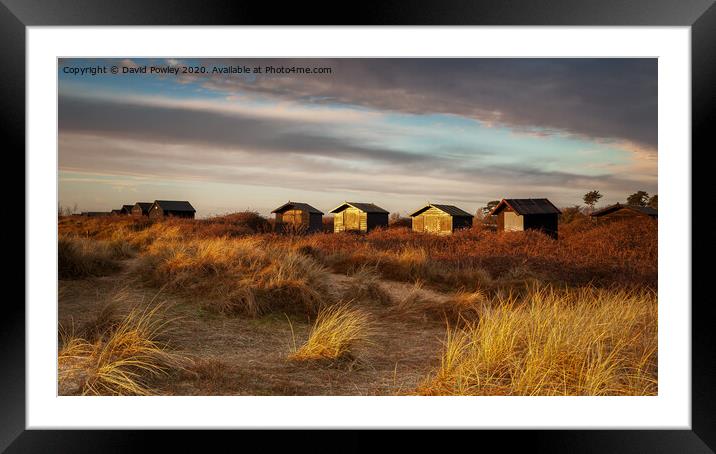 Walberswick Beach Huts At Dawn Framed Mounted Print by David Powley