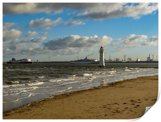 New Brighton in early morning Print by Wendy Williams CPAGB
