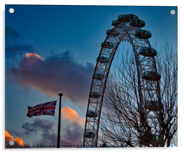 Majestic London Eye with Union Jack Acrylic by Jesus Martínez