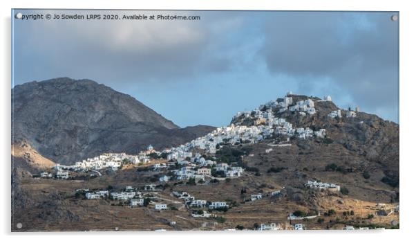 Serifos Chora highlighted  Acrylic by Jo Sowden