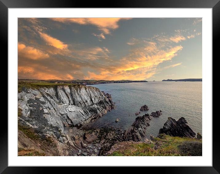 Whitesands, Pembrokeshire - Coastal  Sunset.  Framed Mounted Print by Colin Allen